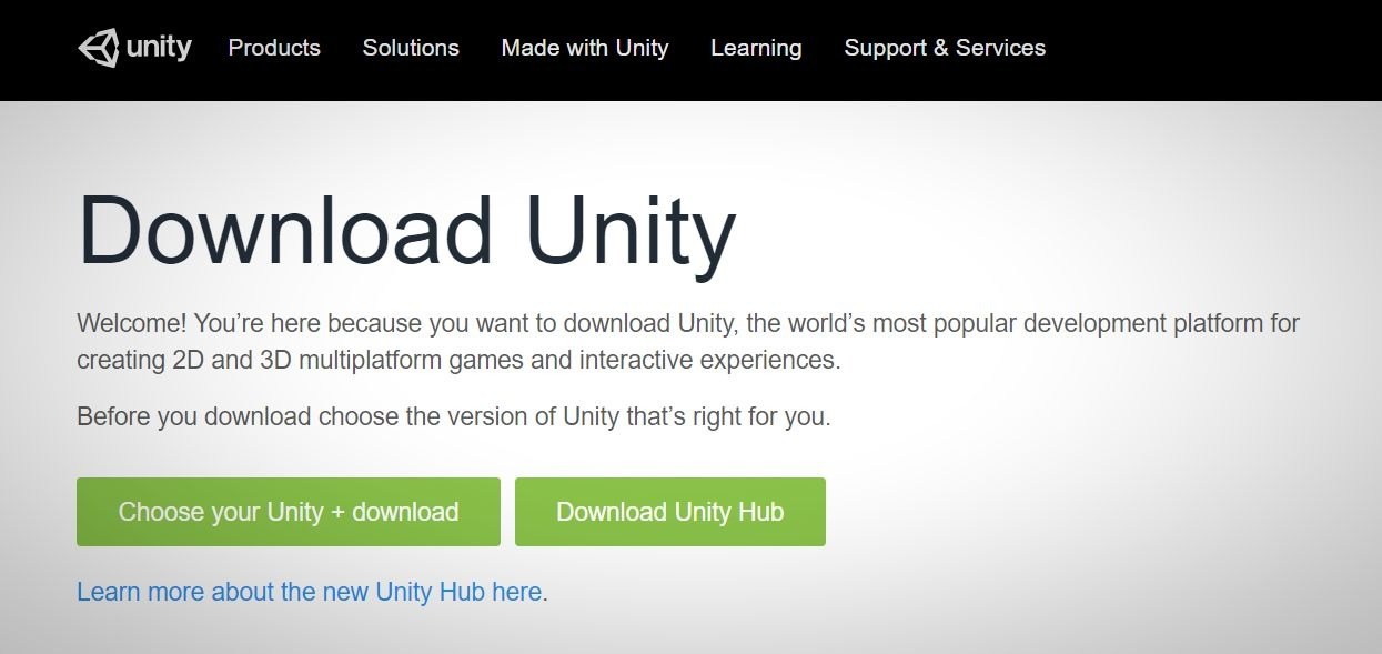 Developing for VR begins with downloading Unity